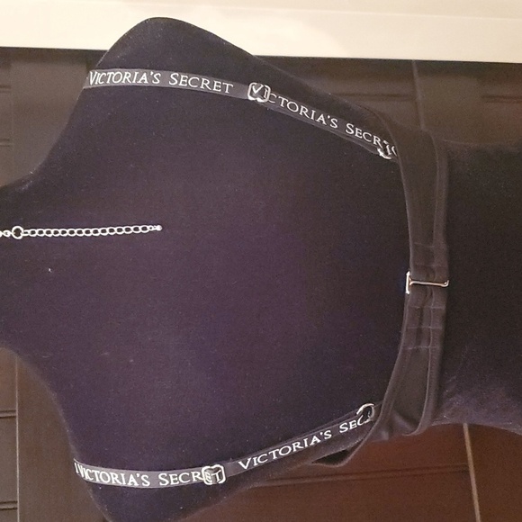 Victoria's Secret Bikini Top Black with Logo Straps Size 36D - Picture 2 of 5